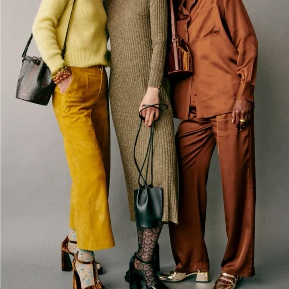 Sezane Saffron Leather Wide-Leg Trousers Never worn - Picture 4 of 6